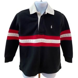 Polo Ralph Lauren Boys Striped Long Sleeve Rugby Shirt Shirt - BLACK - Size 2T
